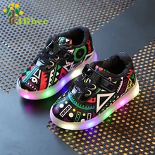 J Ghee Kids Glowing Sneakers Luminous Shoes For Girls Boys LED Lighted Casual Shoes PU Leather Sports Shoes Fashion Soft EU21-30