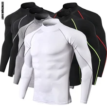 Спортивная Мужская s обтягивающая рубашка для бодибилдинга Беговая футболка для бега мужские обтягивающие с длинным рукавом Спортивные футболки