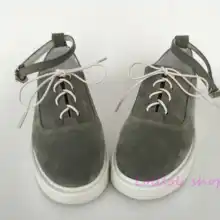 Серые туфли принцессы в стиле Лолиты, белый фон, серая замшевая обувь на рифленой подошве с ремешком и пряжкой, обувь ручной работы, большие размеры, an1284