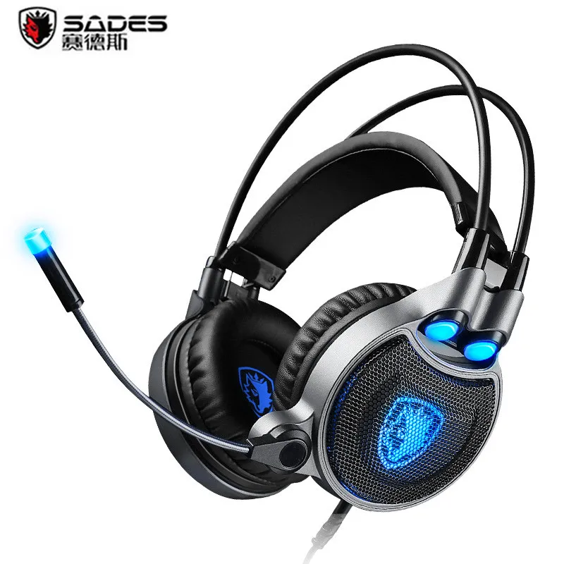 Игровая гарнитура Sades R1 USB 7 1 с микрофоном и светодиодсветильник кой|gaming headphones with