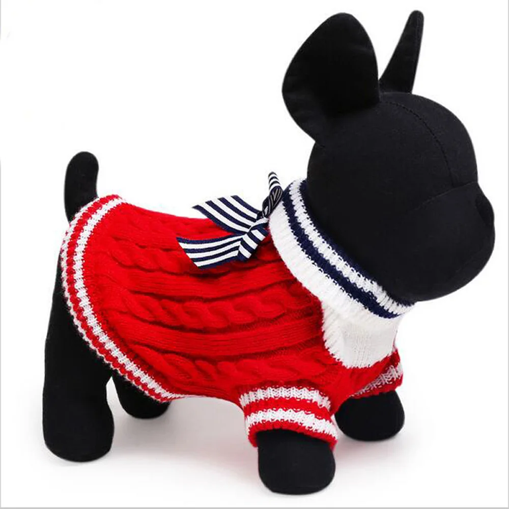 Hot Sale Fiber Pet Dog Clothes Bear Knit Dog Sweater Navy Pet Dog Sweater 2 Color Size XXS-L pet clothes In Autumn and Winter