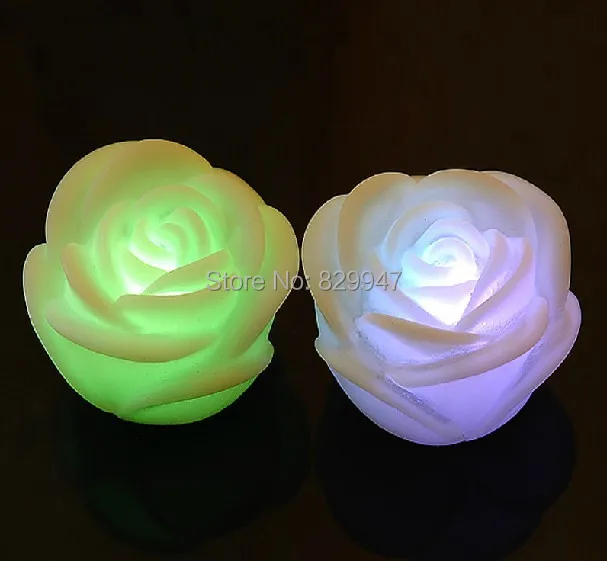 Free Shipping 20 pcs/lot 7 Color Changing Colorful Rose LED Flashing Night Light Christmas