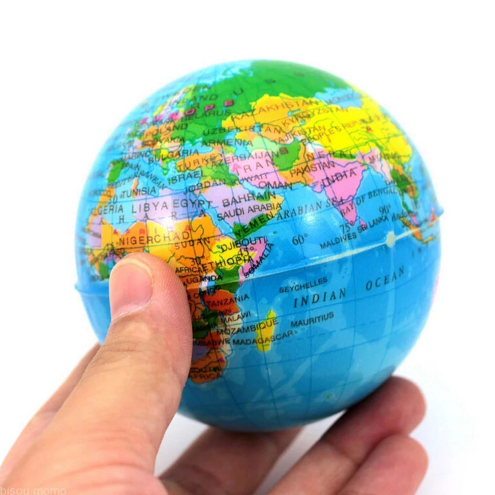 Foam World Map Earth Globe Stress Relief Ball Bouncy M5H3 Toy N Geography A P2T8