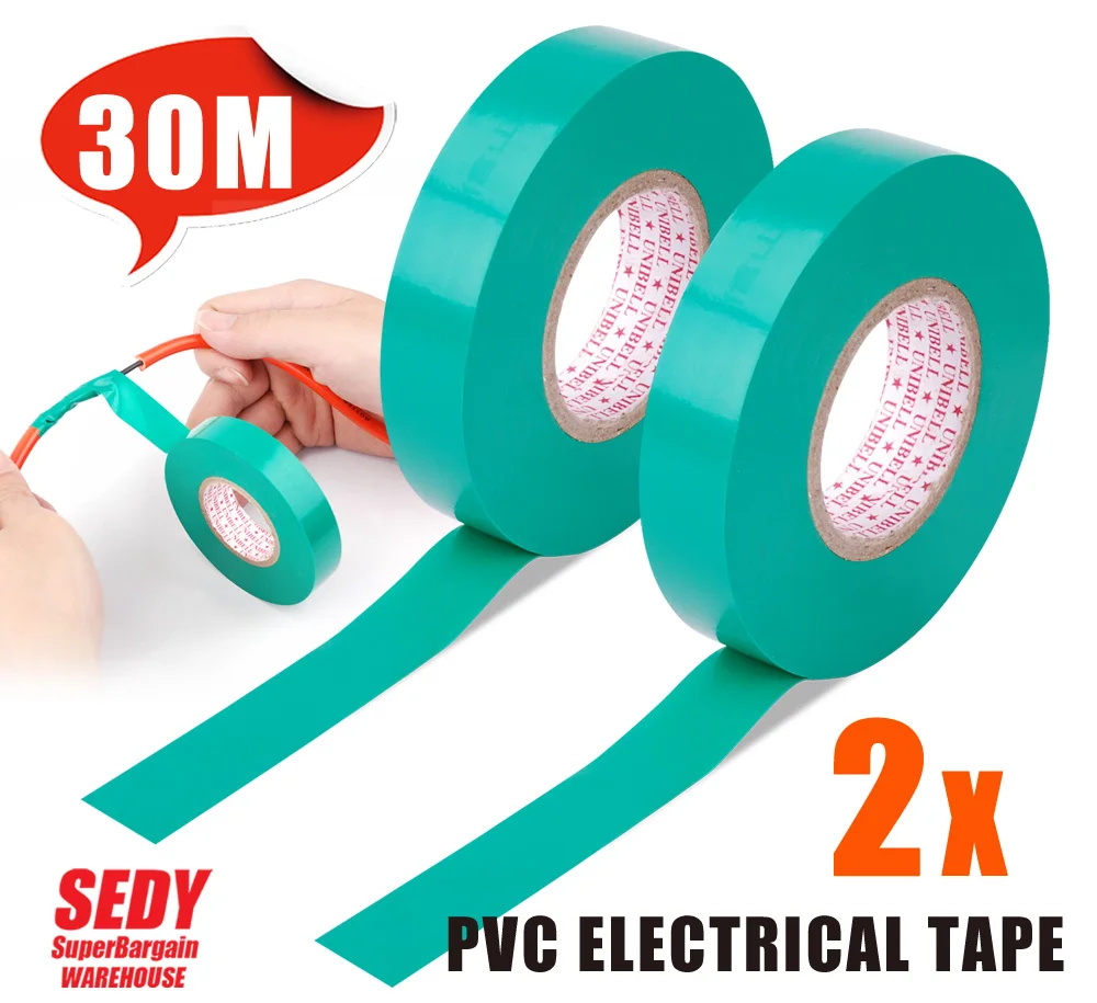

SEDY Tool 2PC Green Color 30M  Vinyl Electrical Tape Insulation Adhesive Tape Each One 16076