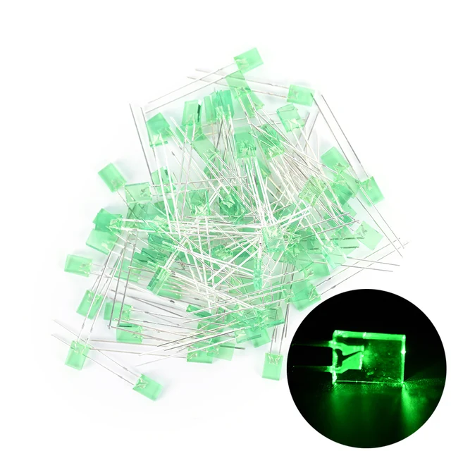 100pcs Rectangular Square LED Emitting Diodes Light LEDs Bulbs Water Clear fQ