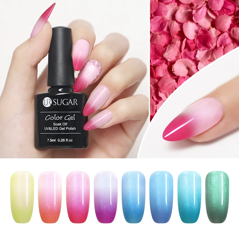 

UR SUGAR 7.5ml Thermal Pearly Shell Gel Nail Polish Glitter Temperature Color Changing Gel Soak Off UV Gel Varnish Nail Art DIY