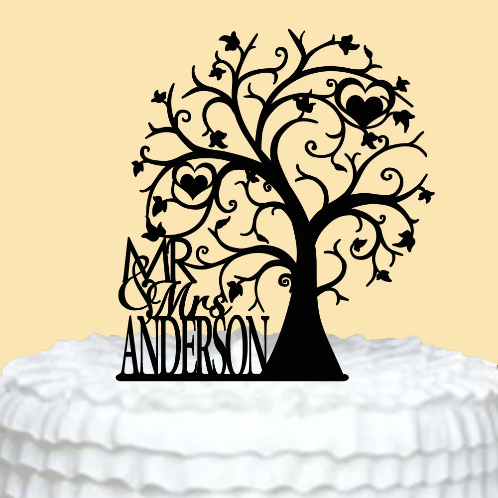 Country Tree Wedding Cake Toppers With Heart Mr And Mrs Acrylic