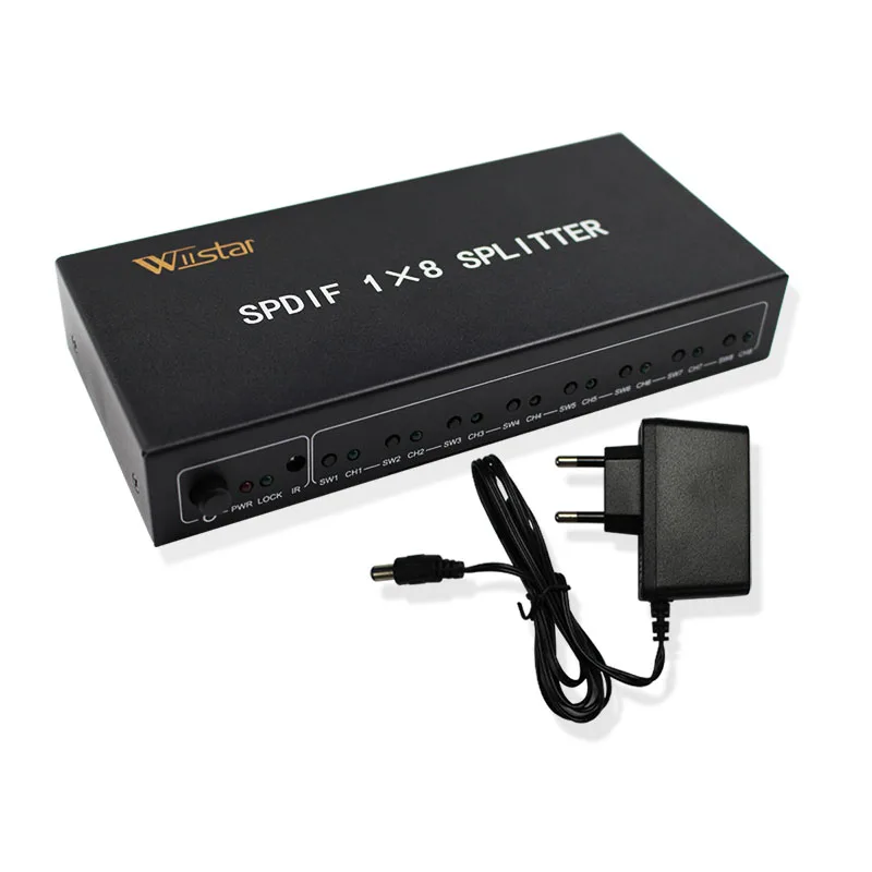 Цифровой оптический аудио сплиттер Wiistar SPDIF/TOSLINK 1x8 усилитель Поддержка DTS/Dolby с