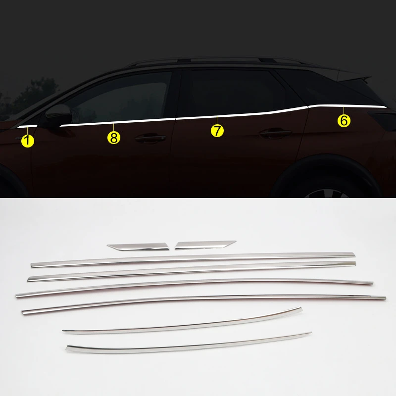 Car Accessories For Peugeot 3008 Gt 2017 2018 2019 2020 2021 2022 Stainless Steel Bottom Window Sill Trims Decoration Cover 8pcs Roof Racks Boxes Aliexpress