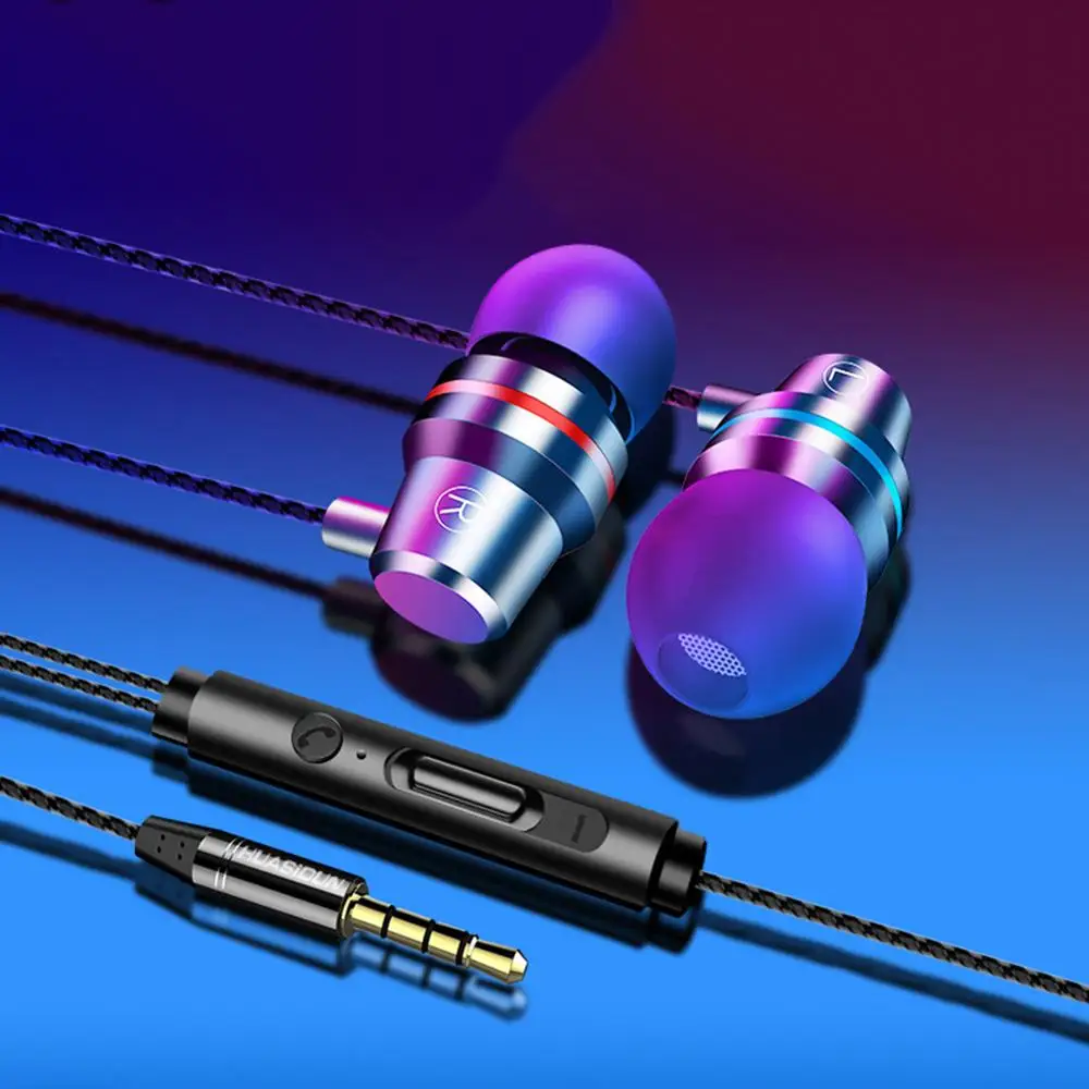

3.5mm Stereo Professional Metal Headphone In Ear Wired Earphone Heavy Bass Sound Quality Music Sport Headset For iPhone Xiaomi
