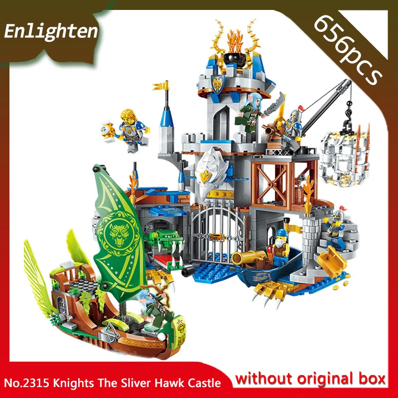 

Enlighten 2315 656pcs War of Glory Castle Knights The Sliver Hawk Castle Blocks Bricks Model Kids Toys Gift Compatible Legoings