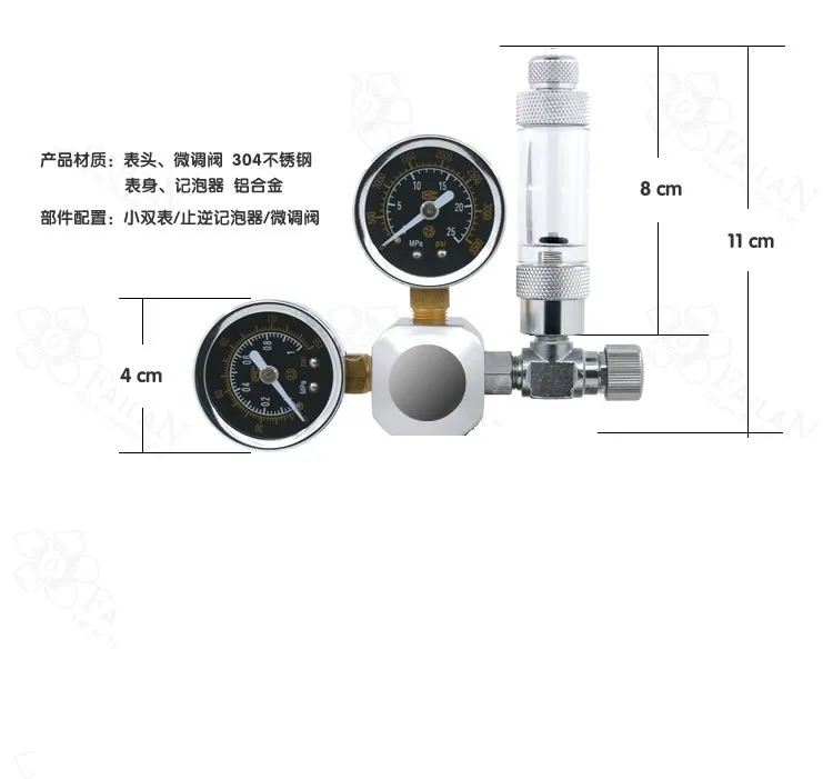 W21.8 CO2 Регулятор аквариумных растений давление потока контроль скорости счетчик пузырьков обратный клапан цилиндрический адаптер декомпрессионный стол