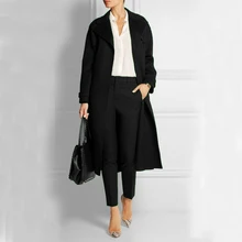 Elegant Ultra Long Black Women Woolen Jacket ON SALE for Stock Clearance