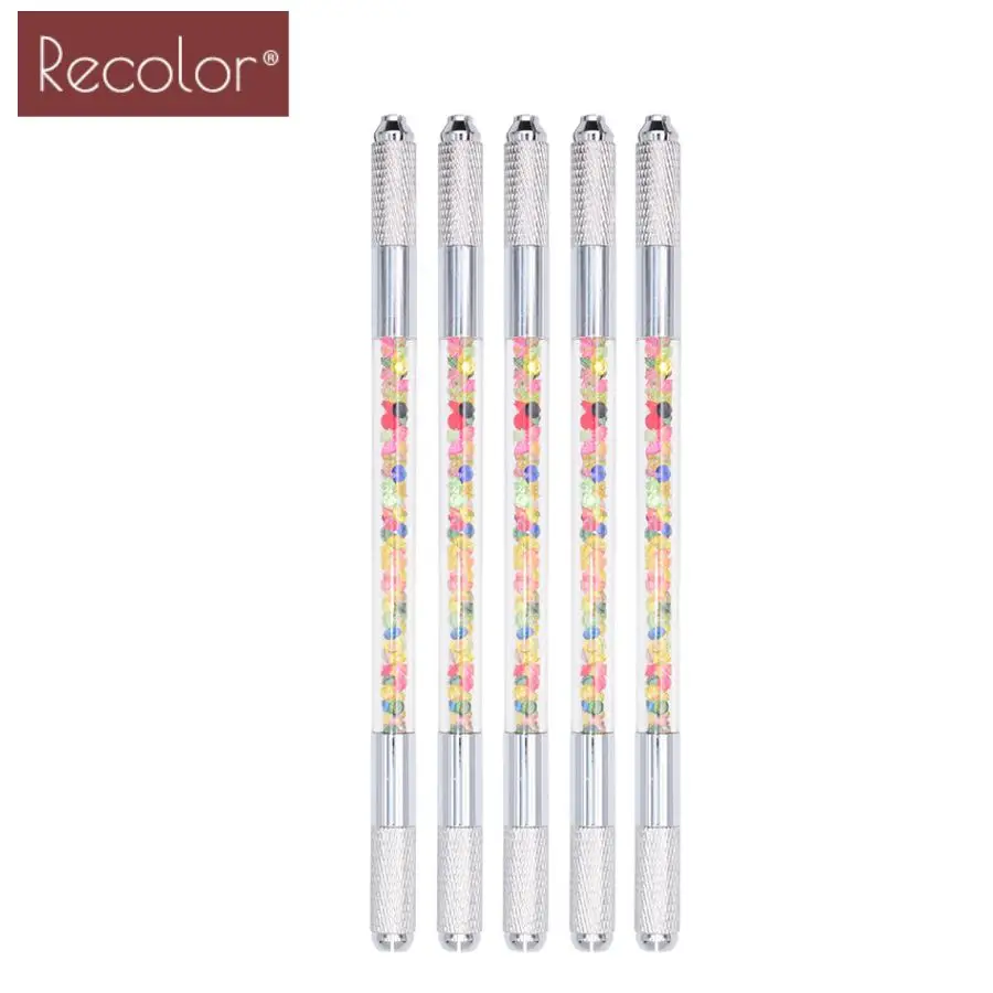 

10 pcs Mix colors Double Heads Crystal Tebori Pen Microblading pen for 3D permanent makeup eyebrow tattoo manual pen