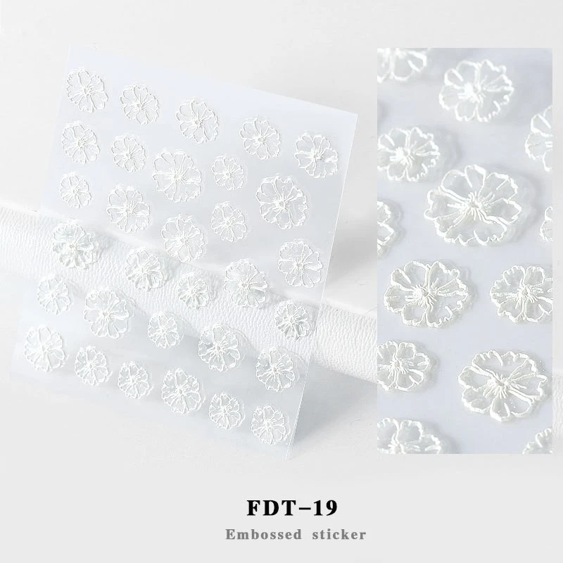 1 лист 5D рельефные наклейки для ногтей Элегантные цветы бабочки листья стили взрыв Выгравированные наклейки для ногтей наклейки украшения - Цвет: FDT-19