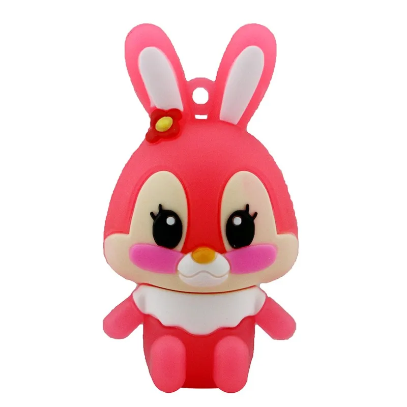 USB флеш-накопитель с милым животным Кроликом, 4 ГБ, 8 ГБ, 16 ГБ, USB флешка, внешний накопитель, ручка с кроликом, подарочная - Цвет: 02 Pink
