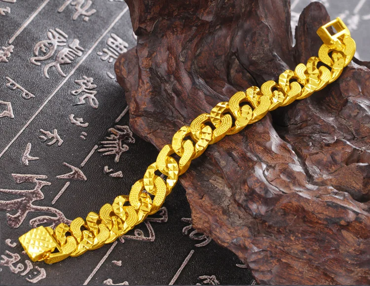 Горячий стиль последние Большая Золотая цепь браслеты конструкции не выцветают Вьетнам аллювиальные золотые украшения для мужские