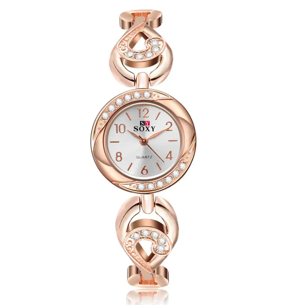 Высококачественные модные подарочные часы бренд SOXY наручные часы для женщин женские часы-браслет Роскошные Montre Femme Relogio - Цвет: Rose Gold