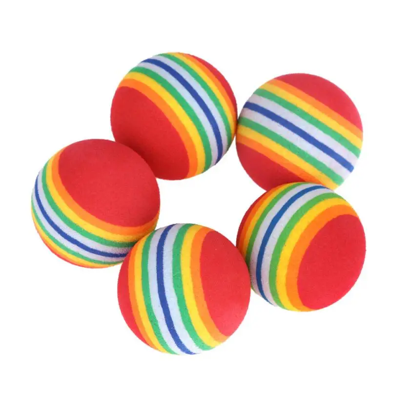 5Pcs/Pack Rainbow Stripe Foam Sponge Golf Balls Swing Practice Training