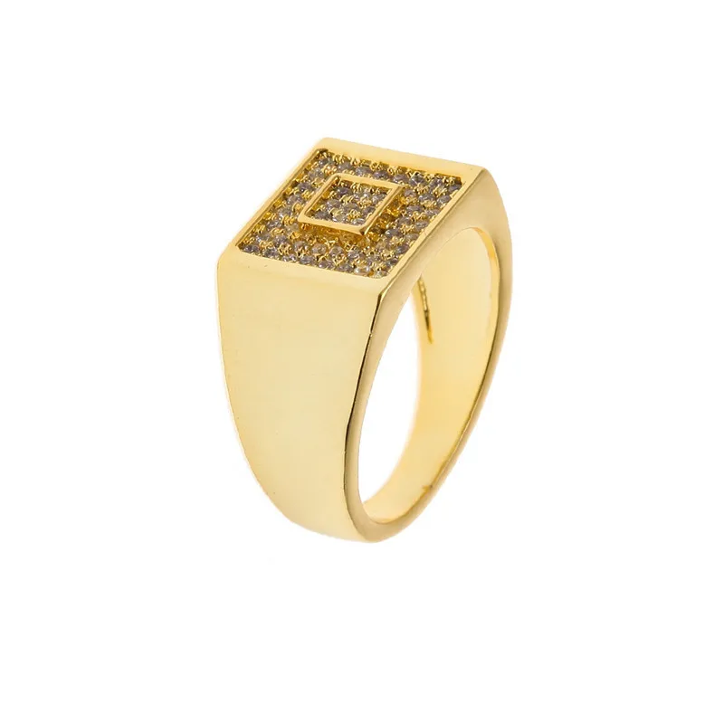 

Europe and the United States new square micro-inlaid zircon exquisite men and women with the hip hop ring