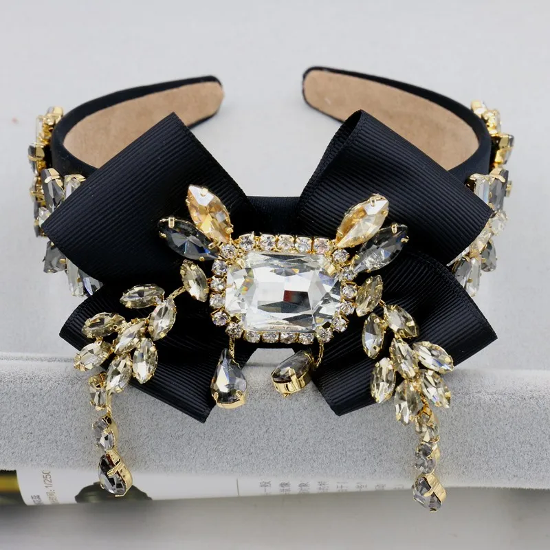 

New Baroque exaggerated sparkly gem big crown royal bow crystal and filigree tiara hair bands wedding bridal hair accessories