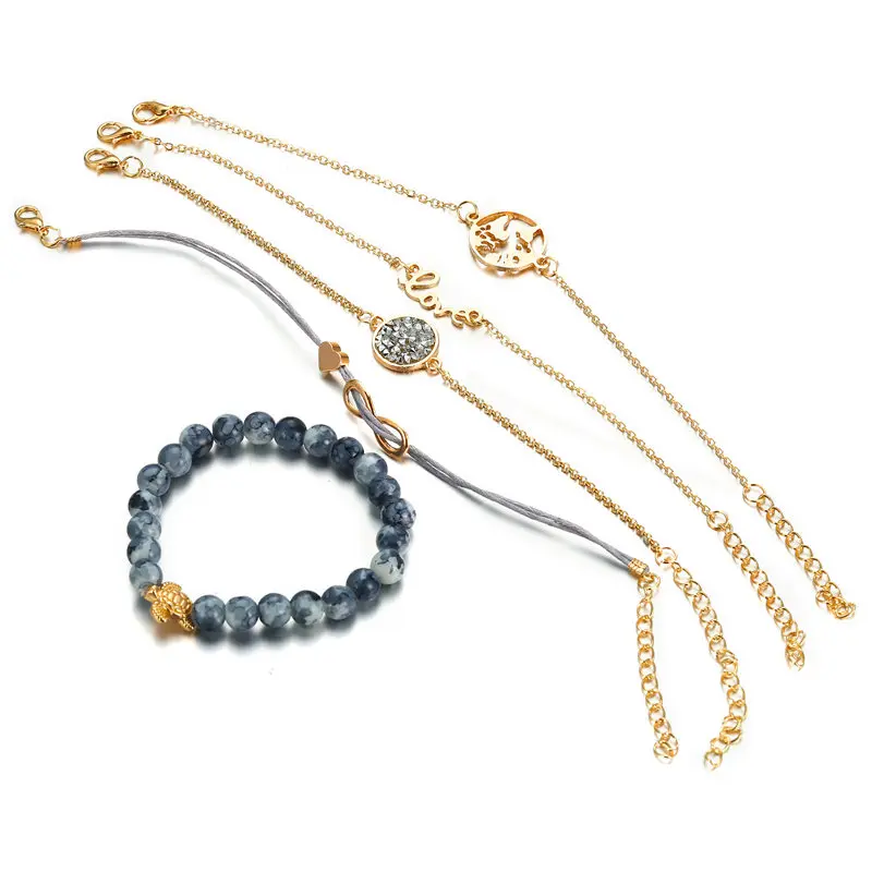 Модный браслет в богемном стиле с сердечками, многослойный браслет с кристаллами, женский подарок, винтажные браслеты для свадьбы и вечеринки