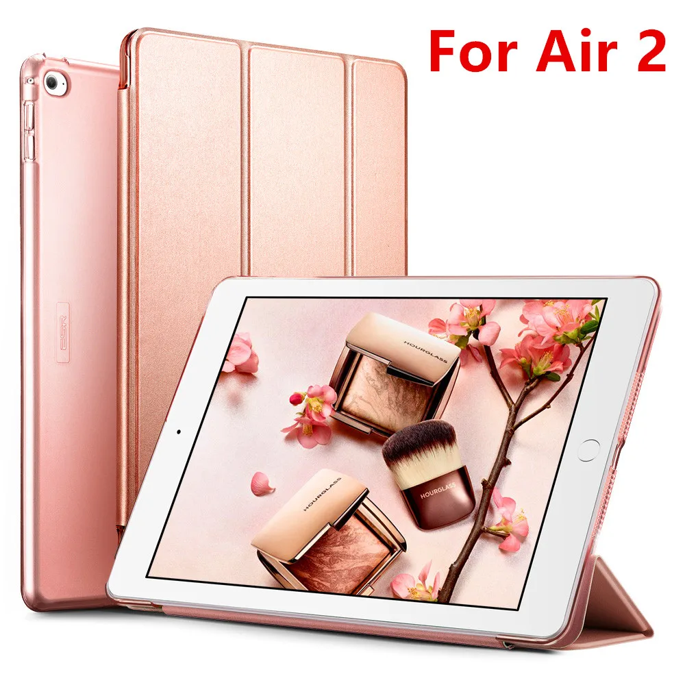Чехол ESR для iPad Air2 Air1, жесткая задняя крышка, ультра тонкий, из искусственной кожи, умный чехол для Apple iPad Air2, многоразовая Подставка для iPad Air1 - Цвет: Rose Gold for Air 2