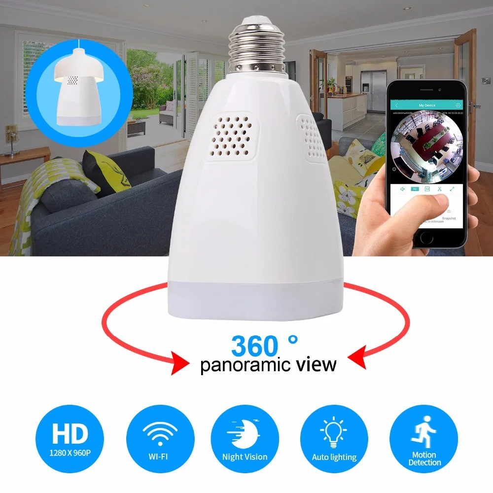 Камера видеонаблюдения HD 960P 1080P беспроводная Wi Fi IP панорамная с углом обзора 360