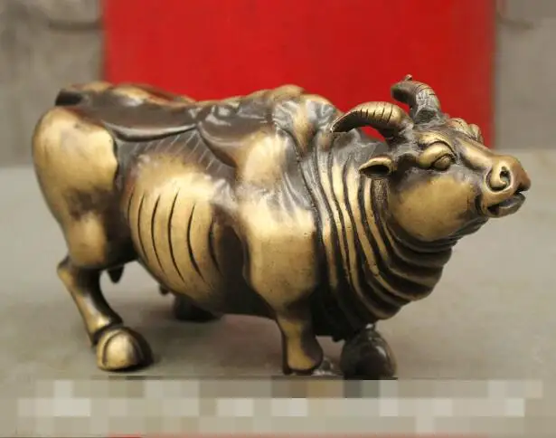 

S1433 8" FengShui Chinese Bronze Copper Bullfighting Bull Cattle Ox Statue Sculpture discount 30% (C0324)