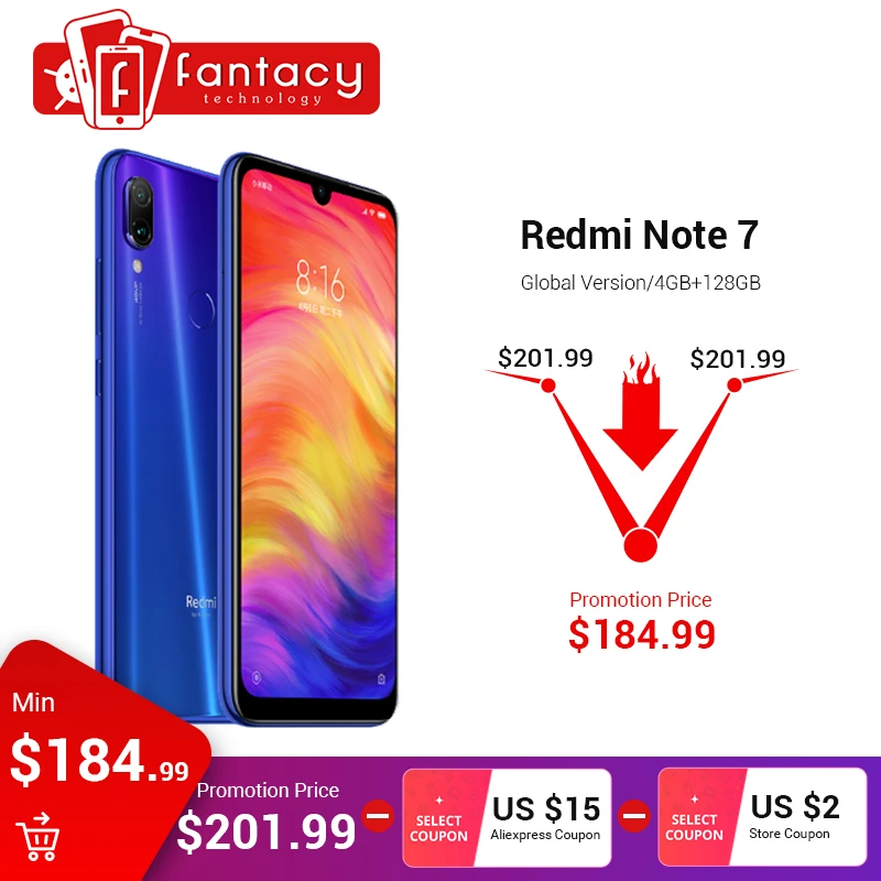 Versión Global Xiaomi Redmi Note 7 4 GB 128 GB 48MP cámaras Snapdragon 660 Octa Core 6,3 “FHD teléfono inteligente QC 4,0 4000 mAh OTA