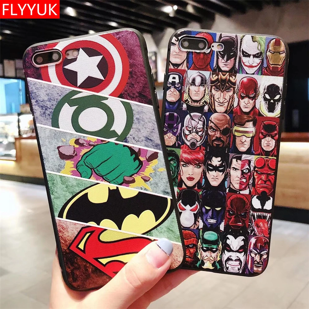 FLYYUK чехол для Iphone 8 плюс мультфильм Emboss Супермен железный человек мульти-шаблон