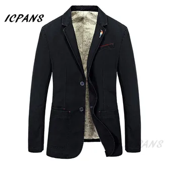 ICPANS Casual Blazers Men Cotton Deinm Business Suits Jackets Army Green Khaki Plus Size M -XXXXL 2019 Autumn Mens Clothing ICPANS Casual Blazers Men Cotton Deinm Business Suits Jackets Army Green Khaki Plus Size M -XXXXL 2019 Autumn Mens Clothing