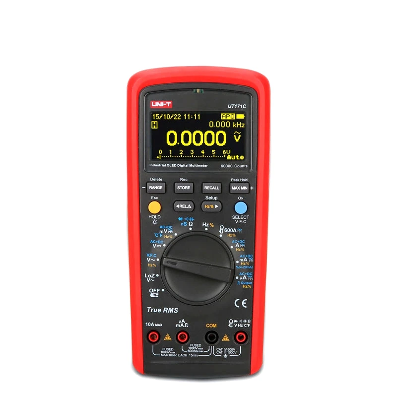 UNI T UT171C Industrial TRMS Digital Multimeter AC DC Tester Analog bar LoZ VFC Frequency OLED Display USB/Bluetooth Connect ETL