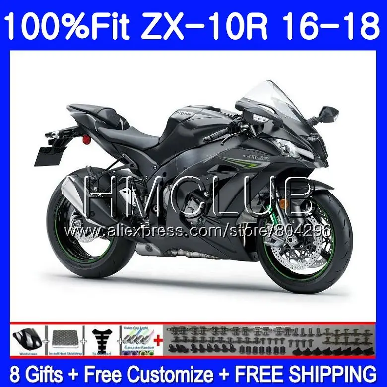 

Injection For KAWASAKI NINJA ZX 10 R ZX10R 16 17 18 42HM.16 ZX 10R ZX1000 ZX 1000 Flat black ZX-10R 2016 2017 2018 Fairing kit