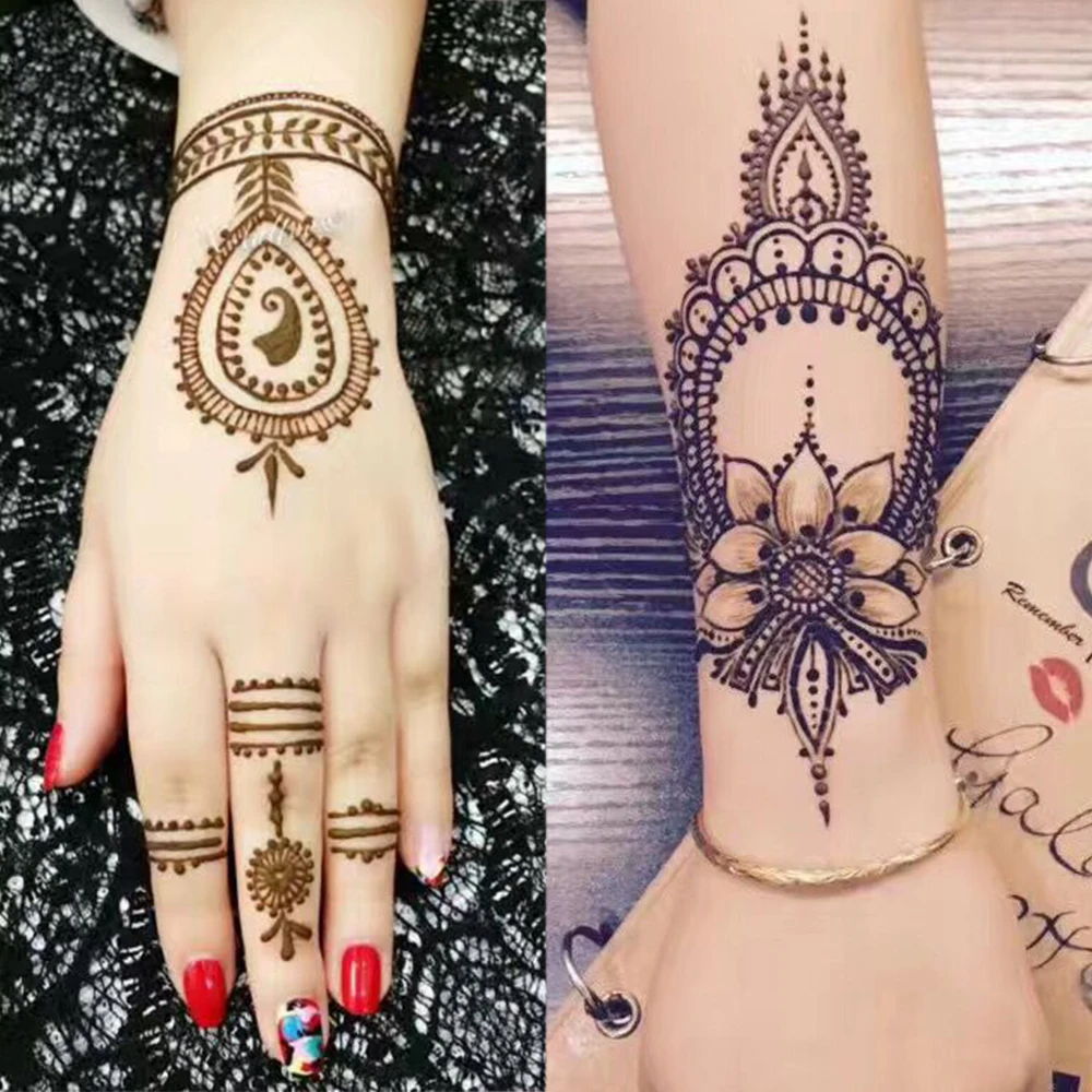 Baru Kedatangan 1 Pair Palsu Tubuh Temporary Henna Hitam Tato