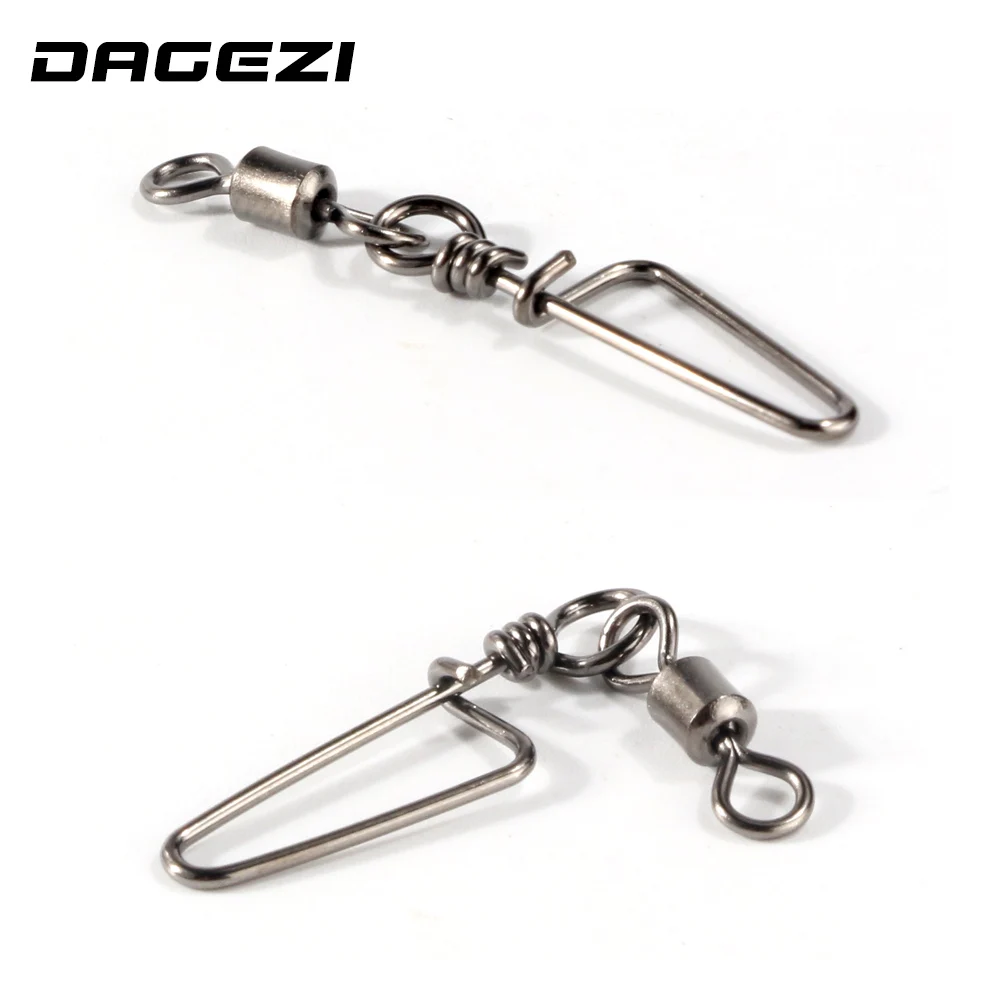 DAGEZI 100 قطعة/الوحدة الصيد موصل المتداول قطب الصيد مع الخاطف لطيف أسود يدور + منحني دبوس الصيد اكسسوارات