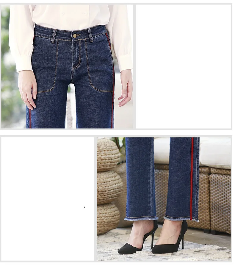 2018 новые женские джинсовые брюки уличная свободная Удобная джинсовая брюки уличная ковбойская прямая нижняя часть Джокер широкие брюки