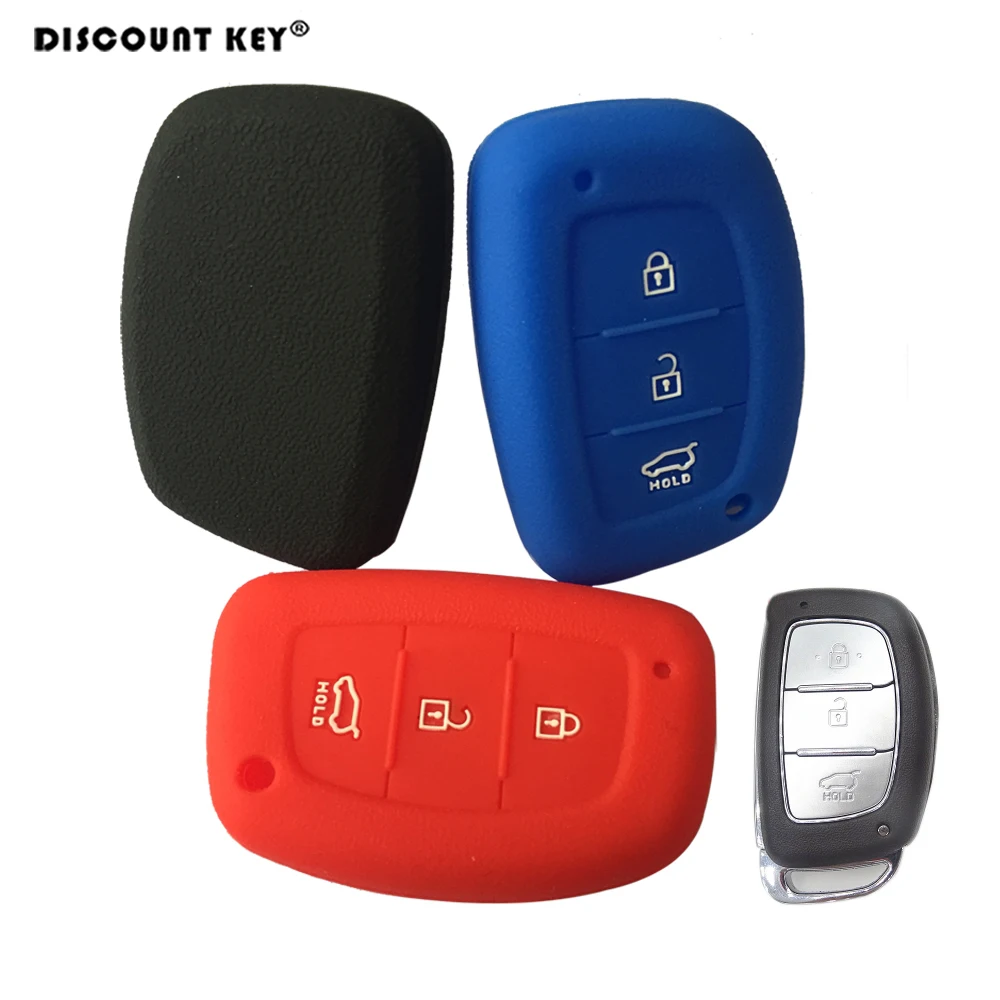 

Silicone Car Key Cove For Hyundai i30 ix35 Solaris Tucson 2016 Accent Santa Fe Key Cover 3 Button Smart Remote Key Cover Shell