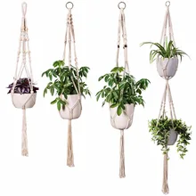 PACK OF 4 MACRAME PLANT HANGERS HANDMADE HANGING PLANTERS