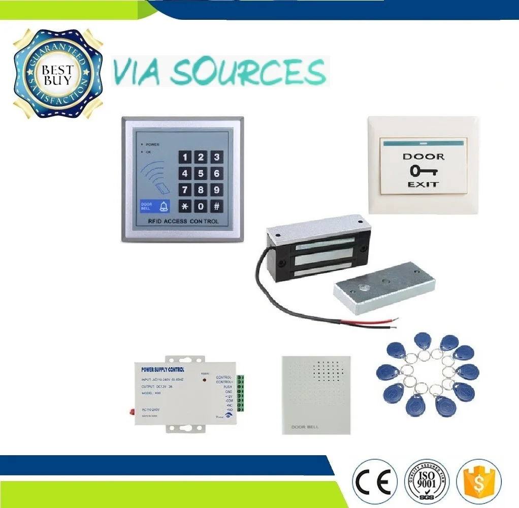 

Free ShippingDoor Access Control System Kit Electric Magnetic Electronic Door Lock Key Fobs Full Set RFID Keypad