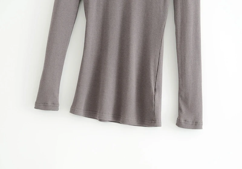 Women Crew Neck Ribbed  Long Sleeve Slim Fit T-shirt For size XS/S