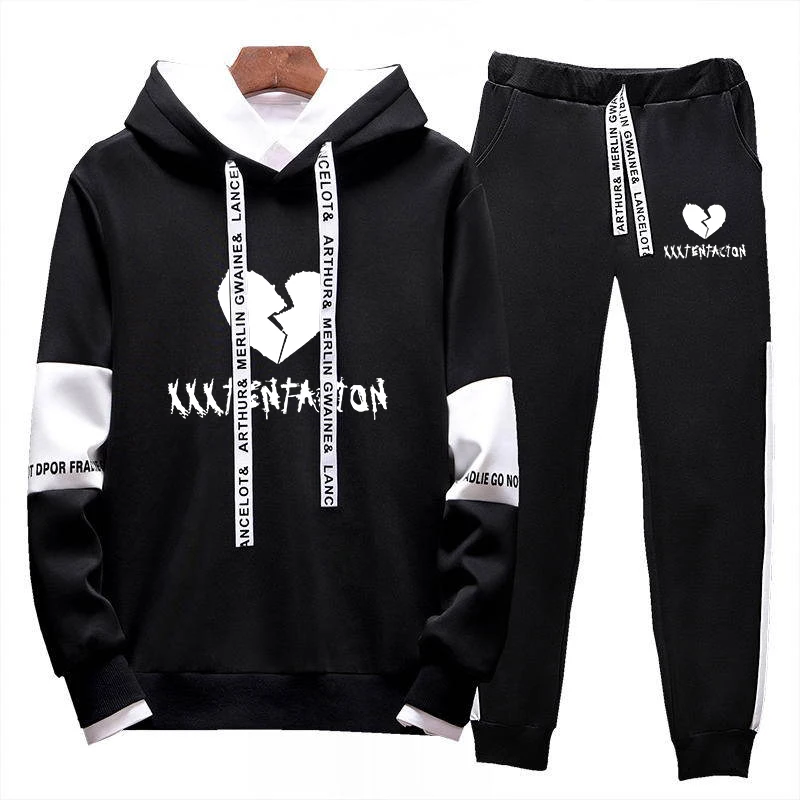 

A 2018 Autumn/Winter XXXTentacion Revenge Kill Hip Hop Hoodies Sweatshirts And Sweatpants Men Two Piece Set Hooded Suit Velvet
