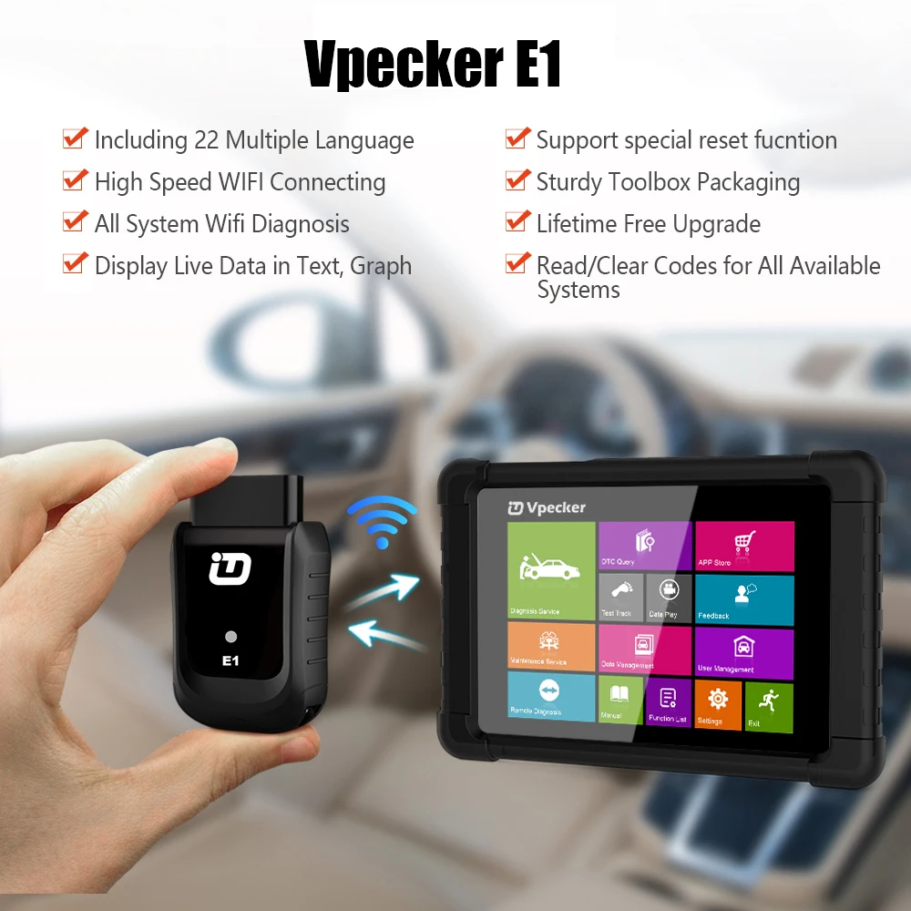 Vpecker E1 OBD2 wifi Автомобильный сканер ABS подушка безопасности DPF TPMS инструмент сброса масла поддержка польской полной системы автомобиля OBD2 диагностический инструмент