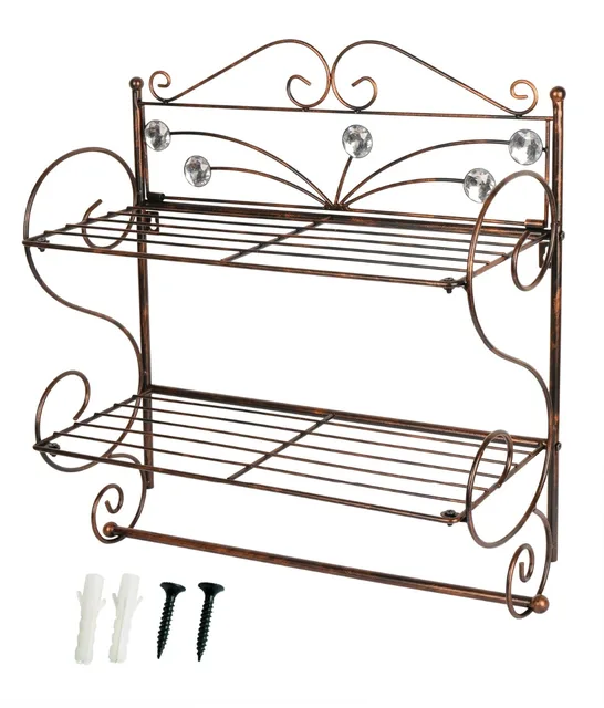 Hlc 2 Shelves Elegant Black Metal Wall Mounted Kitchen Bathroom Hlc 2 Shelves Elegant Black Metal Wall Mounted Kitchen Bathroom Storage Rack With A Hanging Bar