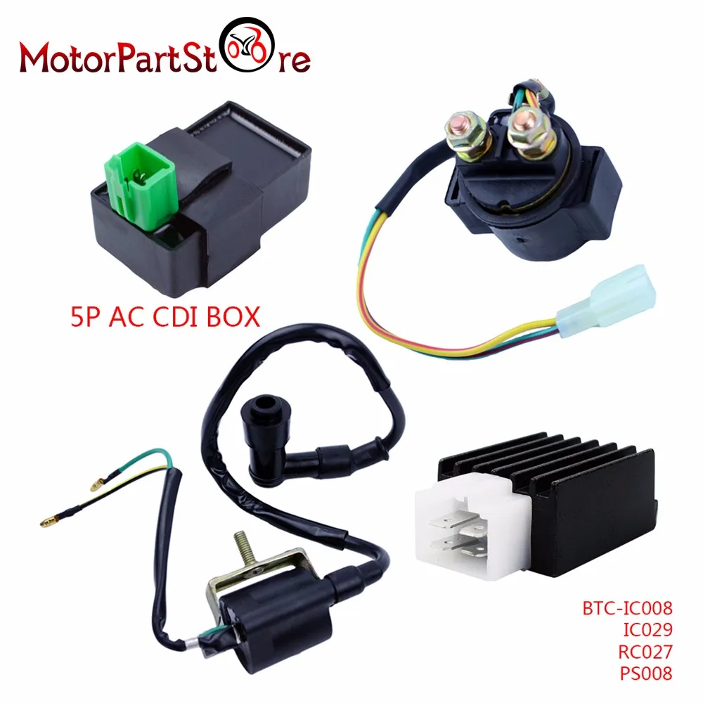 

Ignition Coil AC CDI Box Regulator Rectifier Relay for 50cc 70cc 90cc 110cc 125cc Engine Loncin Taotao Roketa Chinese ATV Quad