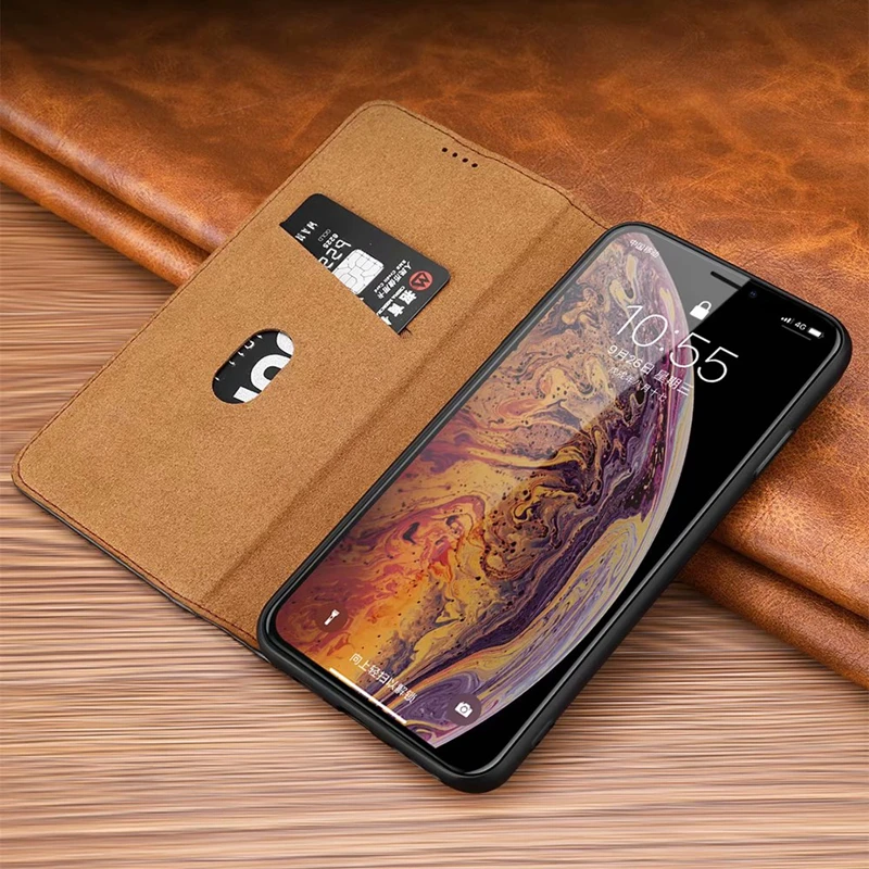 Роскошный чехол из натуральной кожи для iphone XS Max X XR Apple 7 Plus 8 полностью защищенный