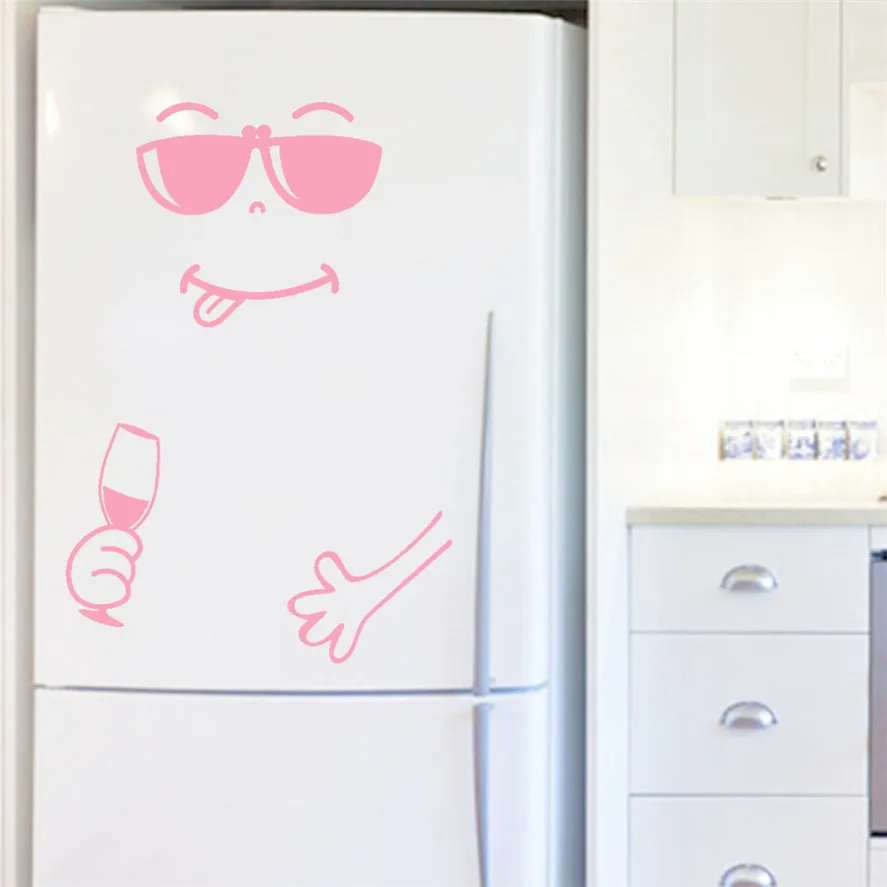 Home Decor Cute Sticker Fridge 1PC Happy Delicious Face Kitchen Fridge