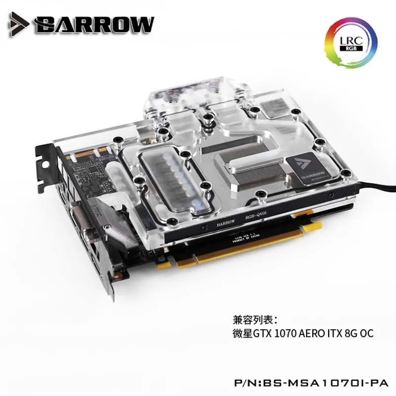 Barrow Bs-msa1070i-pa Gpu Water Block For Msi Gtx1070 Aero Itx 8g