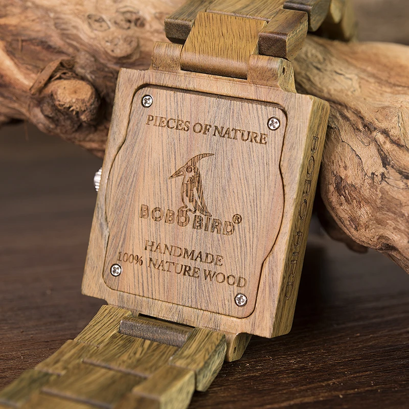 relojes marcas BOBO BIRD Wood Watches Square Dial Mens Quartz Wristwatches Handcrafed Gift dropshipping