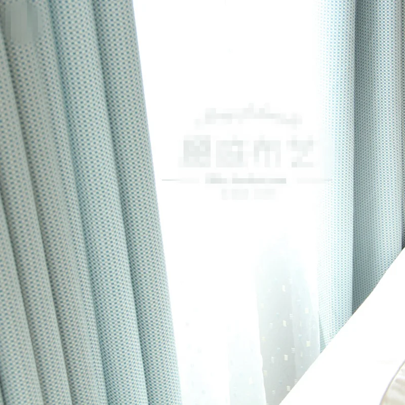 Пользовательские занавески пасторальные простые плетеные решетки синий белый цвет хлопок затенение гостиная спальня ткань затемненные занавески M348